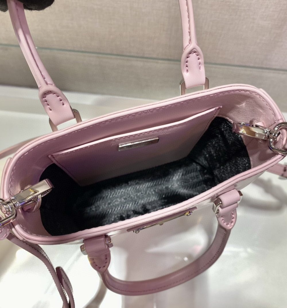 Prada Small Brushed Tote Pink For Women, Women's Bags 6.9in/18cm 1BA331_ZO6_F0E18_V_OOO