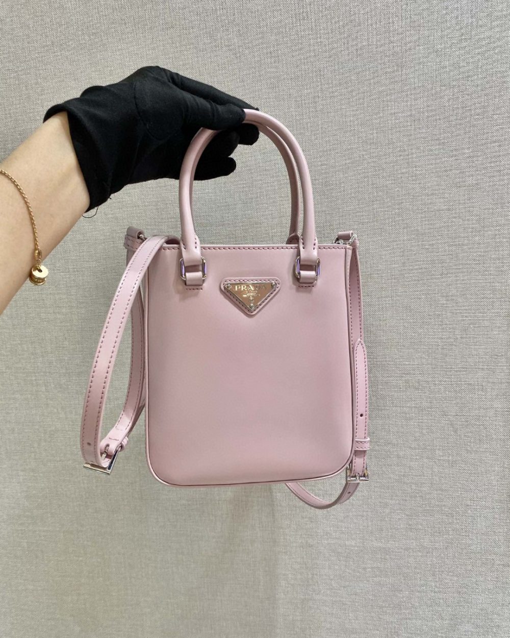 Prada Small Brushed Tote Pink For Women, Women's Bags 6.9in/18cm 1BA331_ZO6_F0E18_V_OOO