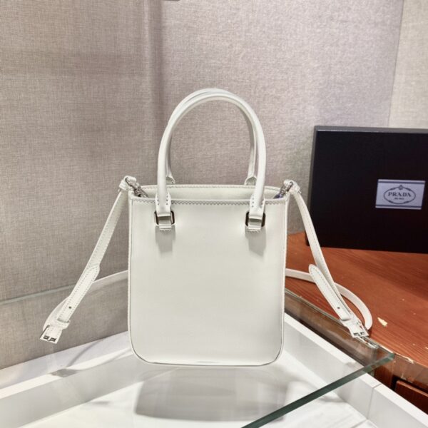 Prada Small Brushed Tote White For Women, Women's Bags 6.9in/18cm 1BA331_ZO6_F0009_V_OOO