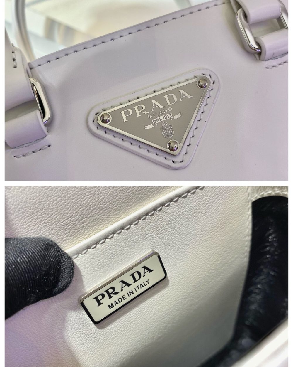 Prada Small Brushed Tote White For Women, Women's Bags 6.9in/18cm 1BA331_ZO6_F0009_V_OOO