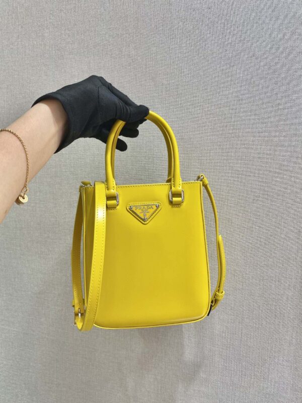 Prada Small Brushed Tote Yellow For Women, Women's Bags 6.9in/18cm 1BA331_ZO6_F0ZNZ_V_OOO