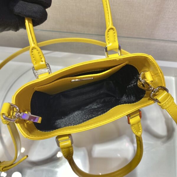 Prada Small Brushed Tote Yellow For Women, Women's Bags 6.9in/18cm 1BA331_ZO6_F0ZNZ_V_OOO
