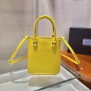 Prada Small Brushed Tote Yellow For Women, Women's Bags 6.9in/18cm 1BA331_ZO6_F0ZNZ_V_OOO