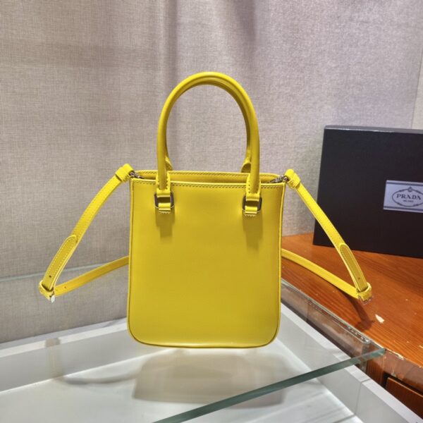 Prada Small Brushed Tote Yellow For Women, Women's Bags 6.9in/18cm 1BA331_ZO6_F0ZNZ_V_OOO
