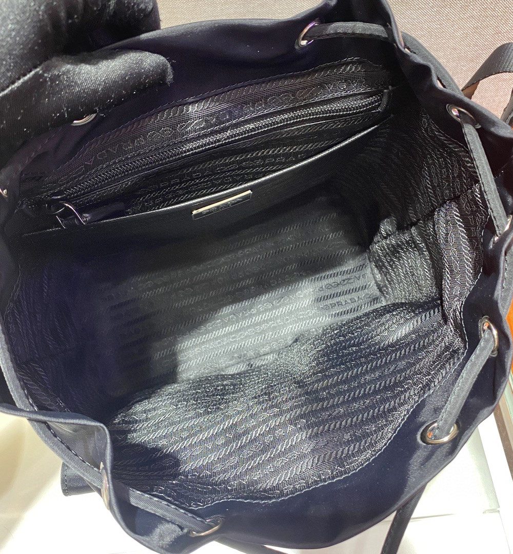 Prada Small Re-Nylon Backpack Black For Women, Women's Bags 11in/28cm 1BZ677_RV44_F0002_V_OOO