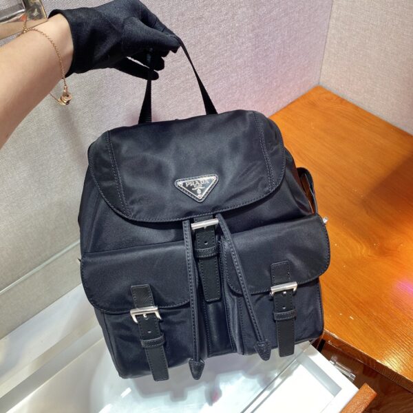 Prada Small Re-Nylon Backpack Black For Women, Women's Bags 11in/28cm 1BZ677_RV44_F0002_V_OOO