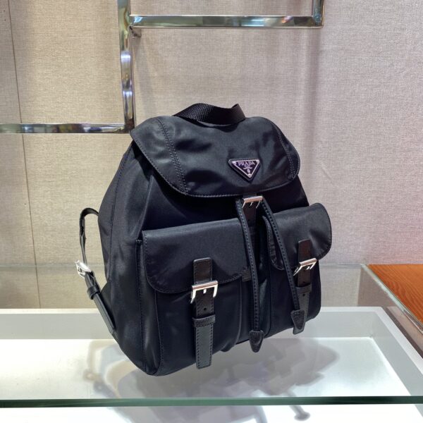 Prada Small Re-Nylon Backpack Black For Women, Women's Bags 11in/28cm 1BZ677_RV44_F0002_V_OOO