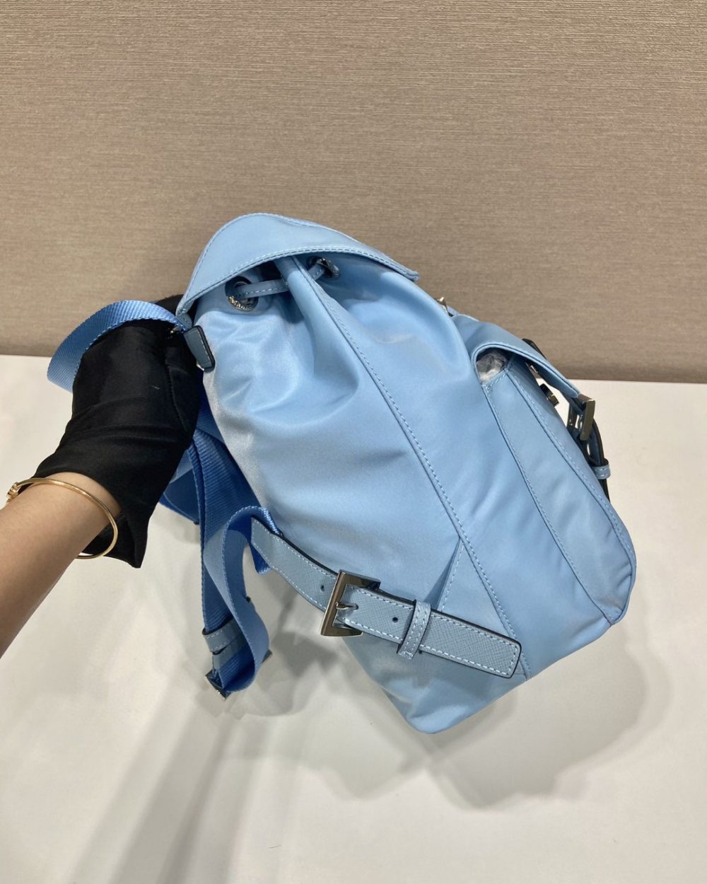 Prada Small Re-Nylon Backpack Blue For Women, Women's Bags 11in/28cm 1BZ677_RV44_F0076_V_OOO