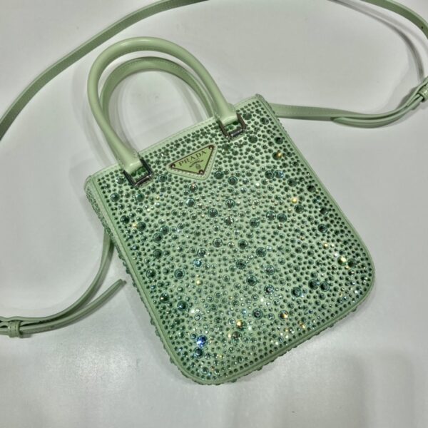 Prada Small Satin Tote Bag With Crystals Gold For Women, Women's Bags 6.9in/18cm 1BA331_2AWL_F068X_V_OOO