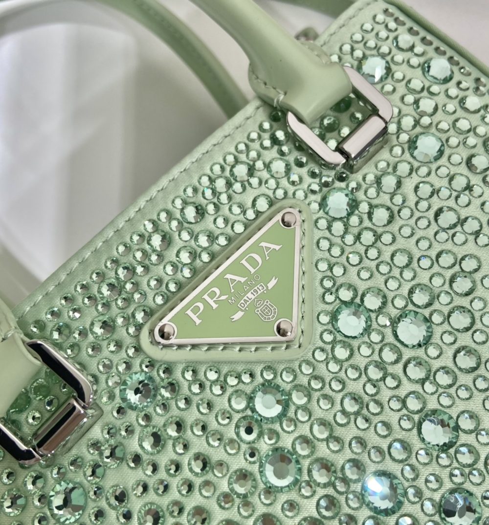 Prada Small Satin Tote Bag With Crystals Gold For Women, Women's Bags 6.9in/18cm 1BA331_2AWL_F068X_V_OOO