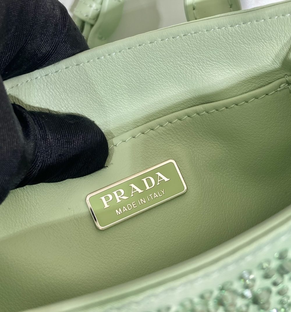 Prada Small Satin Tote Bag With Crystals Gold For Women, Women's Bags 6.9in/18cm 1BA331_2AWL_F068X_V_OOO