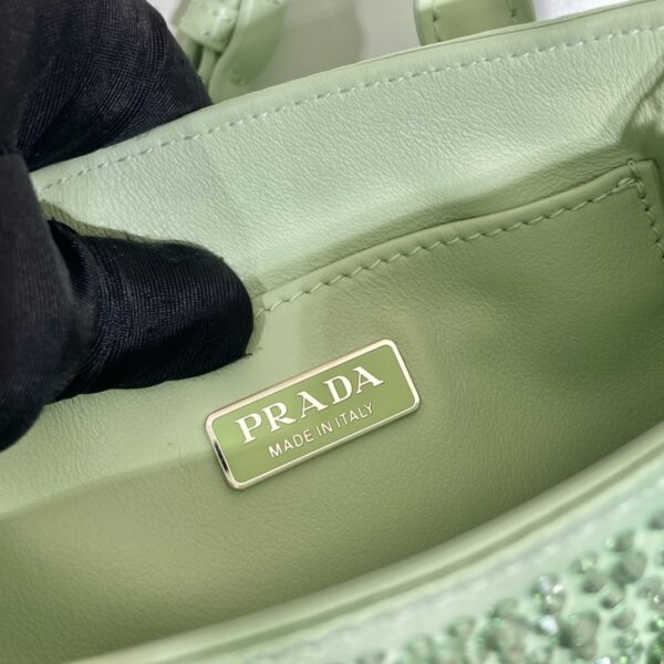 Prada Small Satin Tote Bag With Crystals Gold For Women, Women's Bags 6.9in/18cm 1BA331_2AWL_F068X_V_OOO