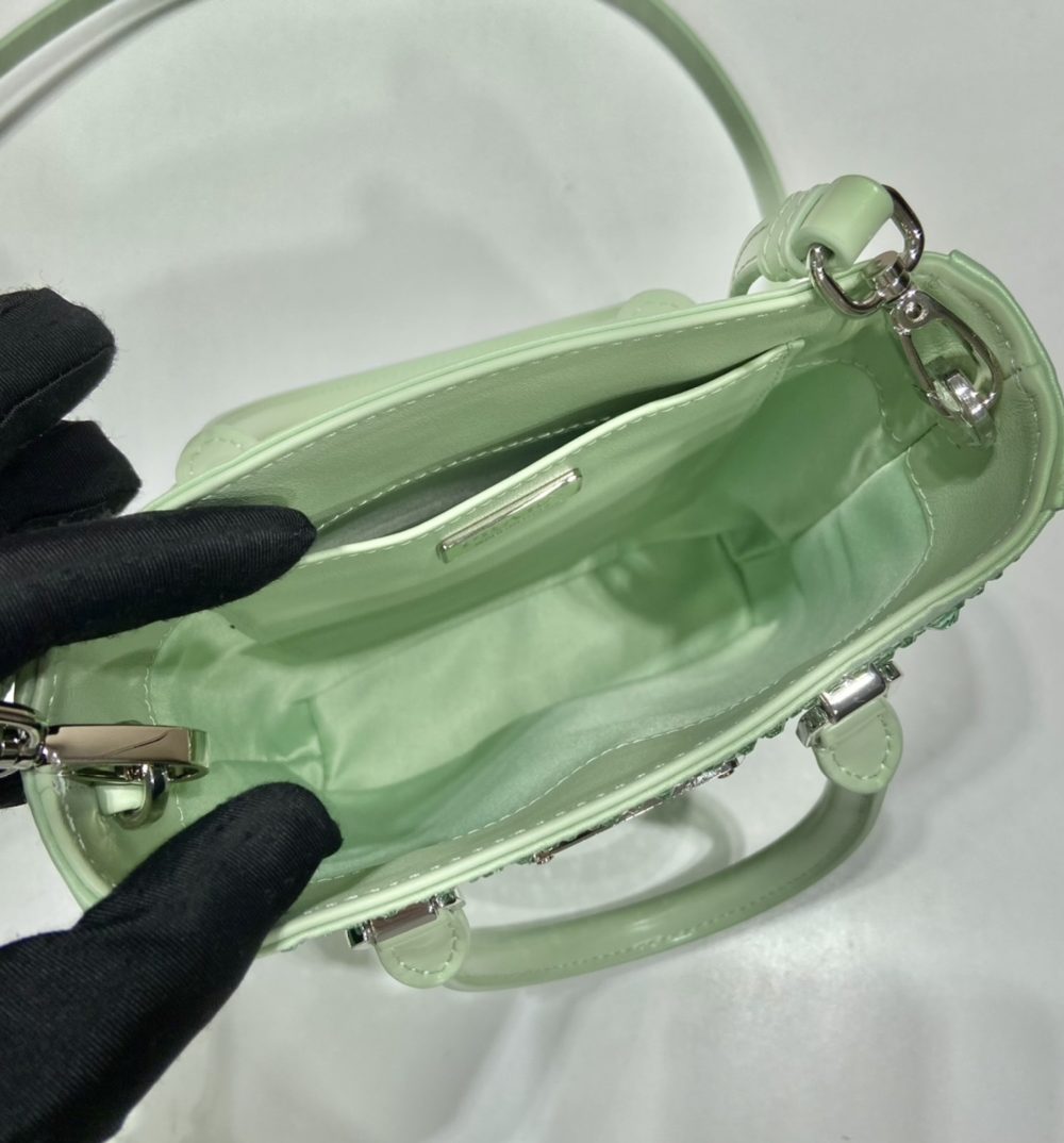 Prada Small Satin Tote Bag With Crystals Gold For Women, Women's Bags 6.9in/18cm 1BA331_2AWL_F068X_V_OOO