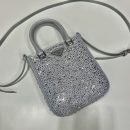 Prada Small Satin Tote Bag With Crystals Silver For Women, Women's Bags 6.9in/18cm 1BA331_2AWL_F0934_V_OOO