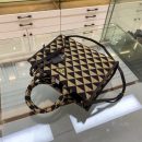 Prada Small Symbole Jacquard Fabric Handbag Black/Beige For Women, Women's Bags 11in/28cm 1BA354_2FKL_F0Y30_V_OOO