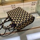 Prada Small Symbole Jacquard Fabric Handbag Black/Beige For Women, Women's Bags 11in/28cm 1BA354_2FKL_F0Y30_V_OOO