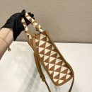 Prada Small Symbole Jacquard Fabric Handbag Brown/White For Women, Women's Bags 11in/28cm 1BA354_2FKL_F0I0U_V_OOO