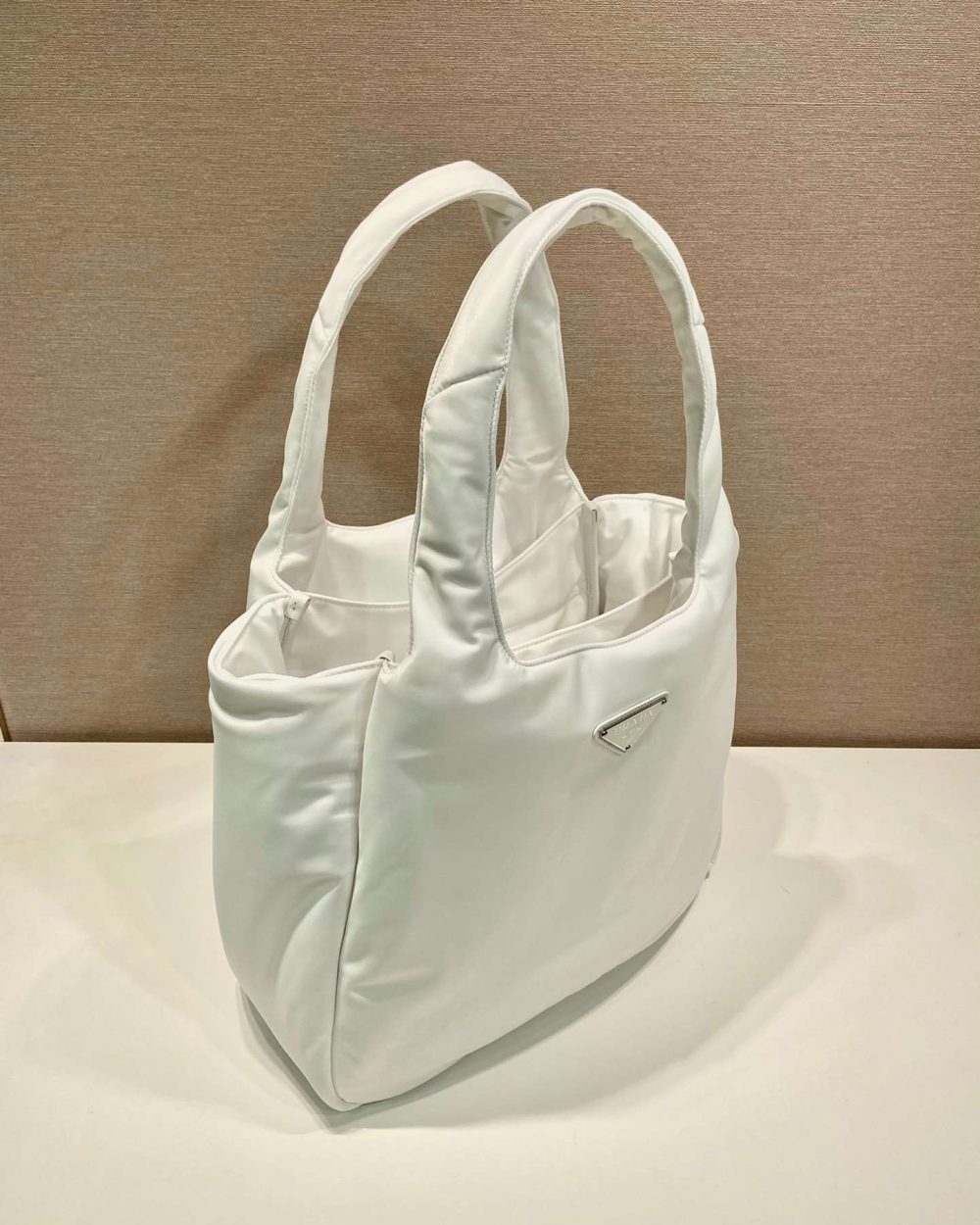 Prada Soft Padded Re-Nylon Bag White/Pink For Women 15in/38cm
