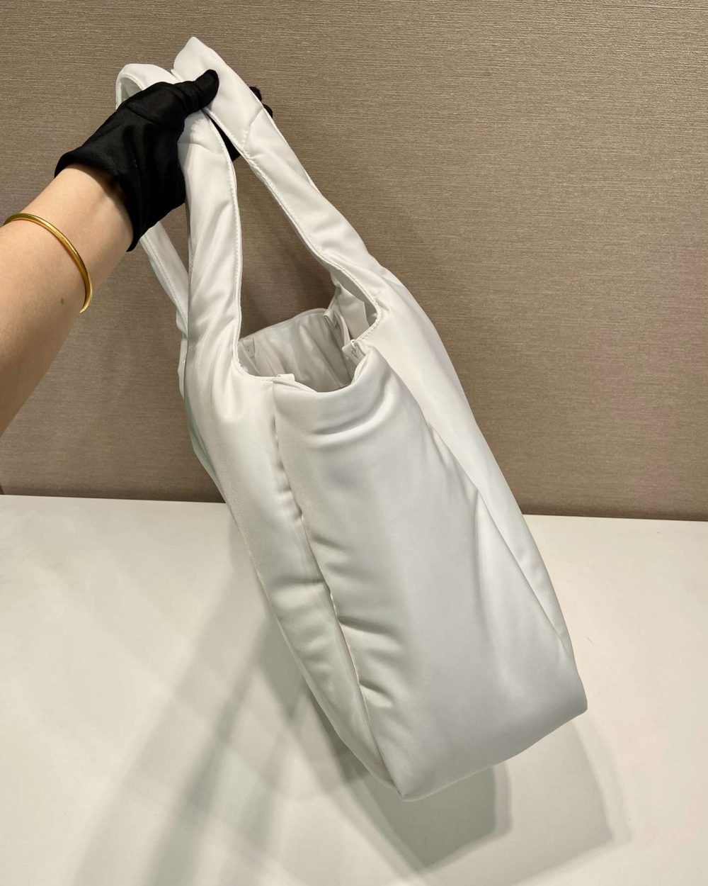 Prada Soft Padded Re-Nylon Bag White/Pink For Women 15in/38cm