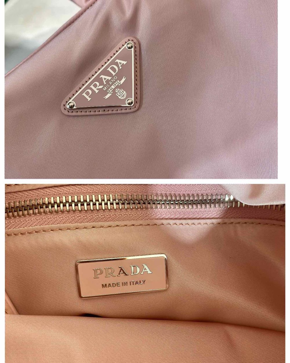 Prada Soft Padded Re-Nylon Bag White/Pink For Women 15in/38cm