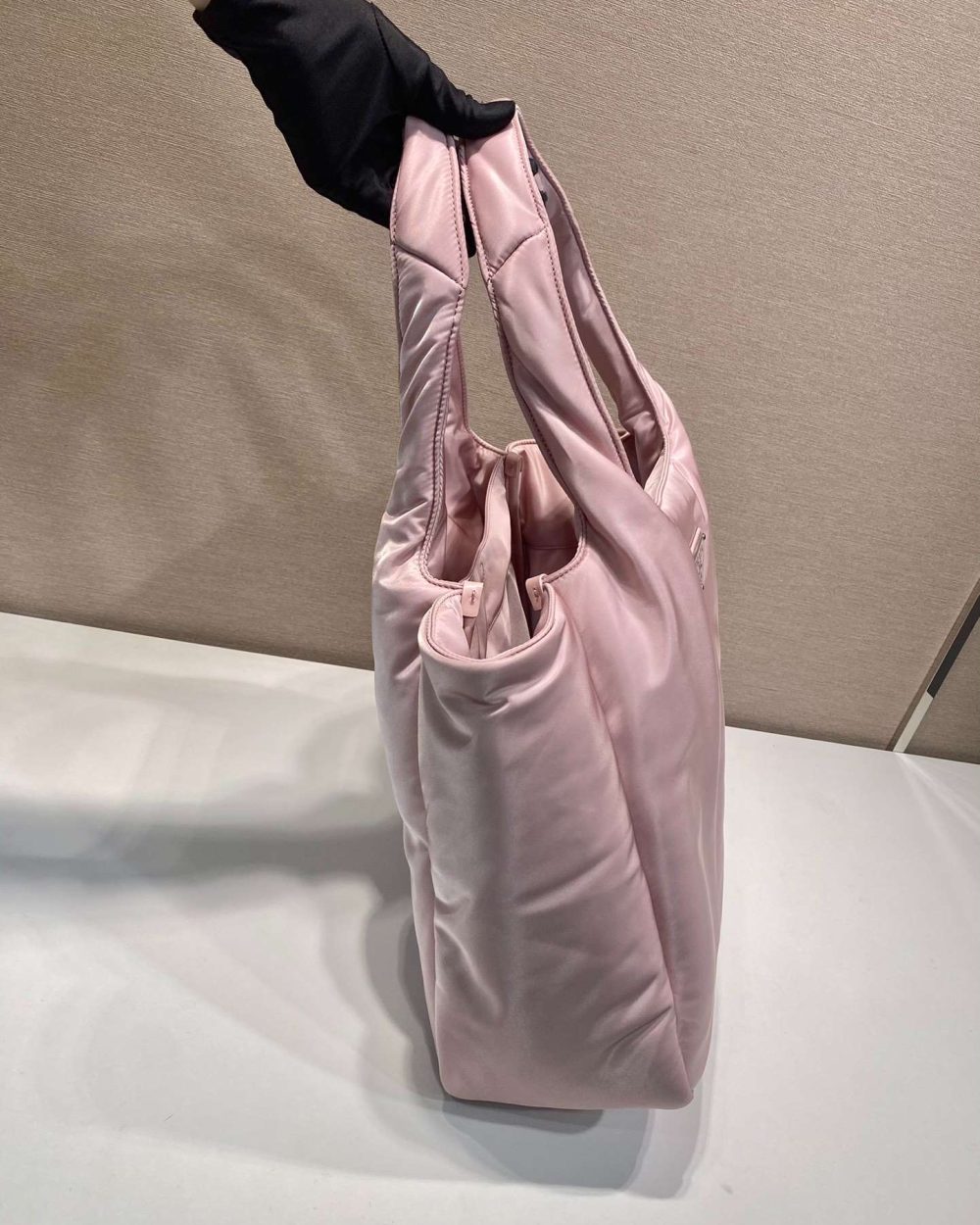 Prada Soft Padded Re-Nylon Bag White/Pink For Women 15in/38cm