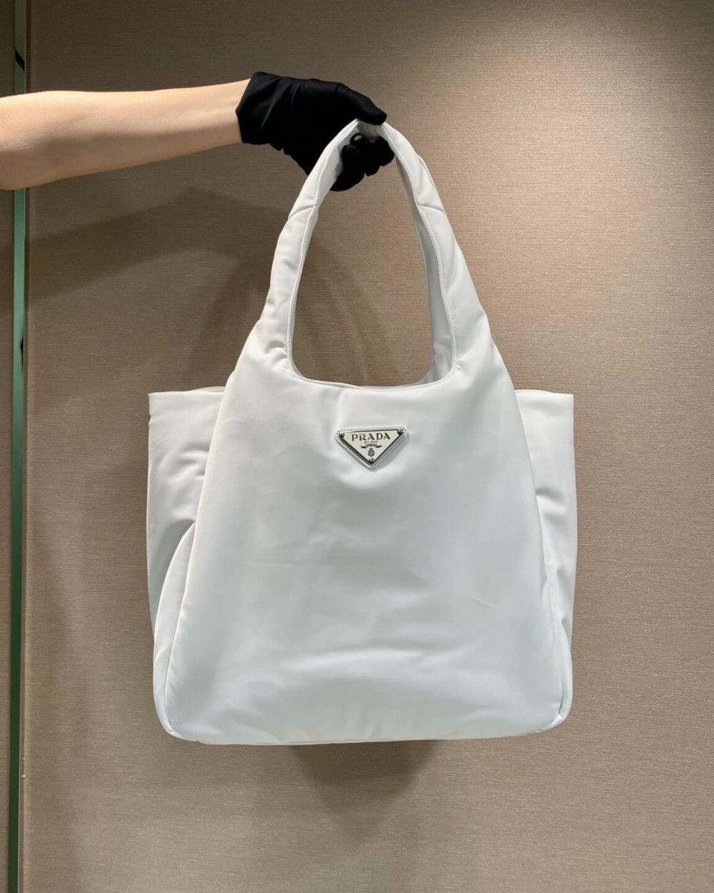 Prada Soft Padded Re-Nylon Bag White/Pink For Women 15in/38cm