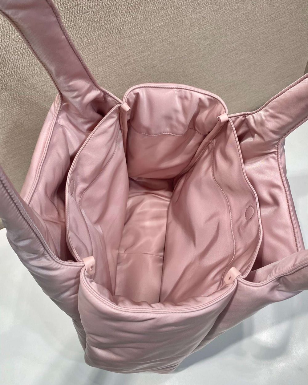 Prada Soft Padded Re-Nylon Bag White/Pink For Women 15in/38cm