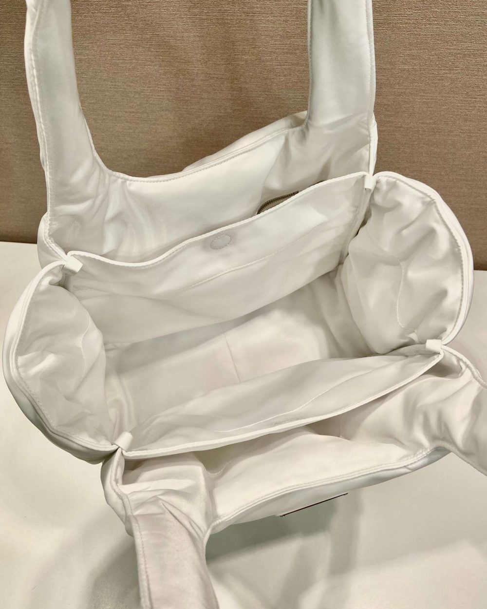 Prada Soft Padded Re-Nylon Bag White/Pink For Women 15in/38cm