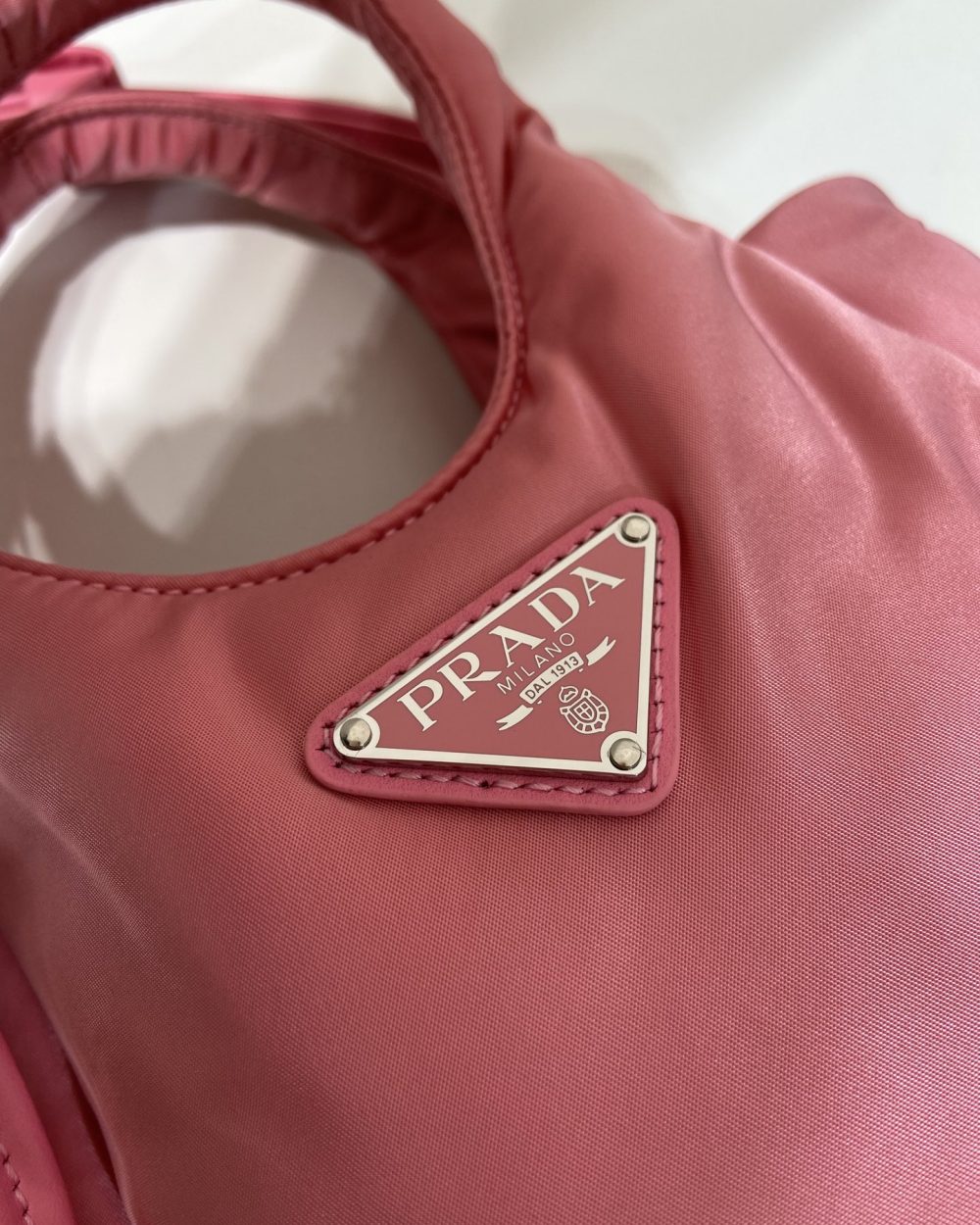 Prada Soft Padded Re-Nylon Mini-Bag White/Pink/Beige For Women 7.1in/18cm 1BA359_RCCJ_F0009_V_OVM