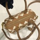 Prada Symbole Embroidered Jacquard Fabric Top-Handle Bag Brown/White For Women, Women's Bags 7.9in/20cm 1BB846_2FKL_F0I0U_V_XOO