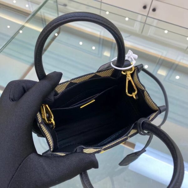 Prada Symbole Jacquard Fabric Micro Bag Black/Beige For Women, Women's Bags 7.5in/19cm 1BA355_2FKL_F0Y30_V_OOO