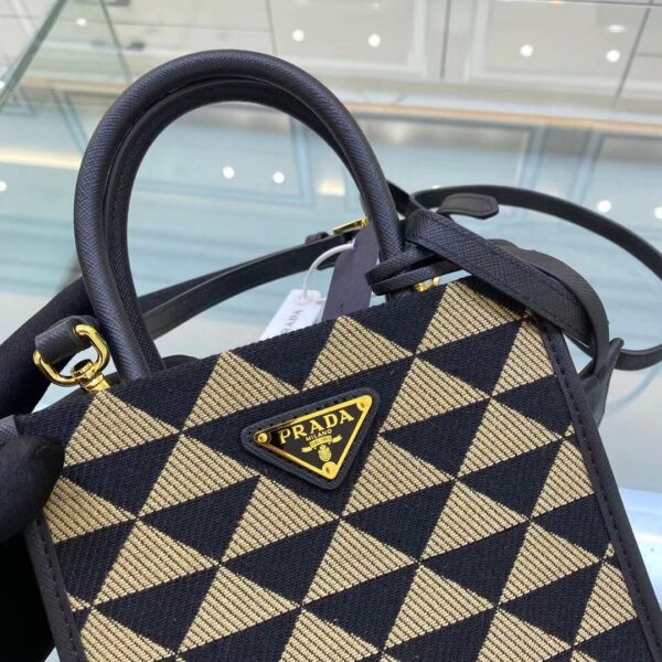Prada Symbole Jacquard Fabric Micro Bag Black/Beige For Women, Women's Bags 7.5in/19cm 1BA355_2FKL_F0Y30_V_OOO