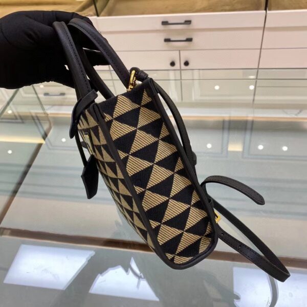 Prada Symbole Jacquard Fabric Micro Bag Black/Beige For Women, Women's Bags 7.5in/19cm 1BA355_2FKL_F0Y30_V_OOO