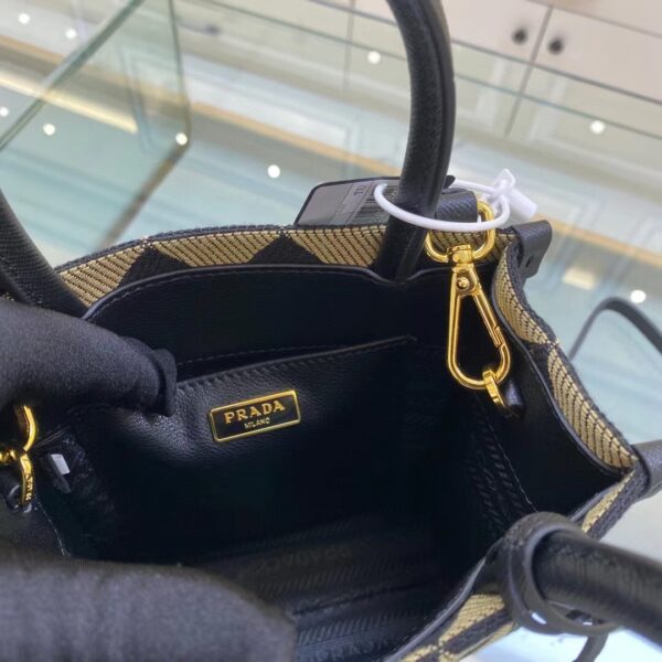 Prada Symbole Jacquard Fabric Micro Bag Black/Beige For Women, Women's Bags 7.5in/19cm 1BA355_2FKL_F0Y30_V_OOO