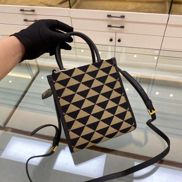 Prada Symbole Jacquard Fabric Micro Bag Black/Beige For Women, Women's Bags 7.5in/19cm 1BA355_2FKL_F0Y30_V_OOO