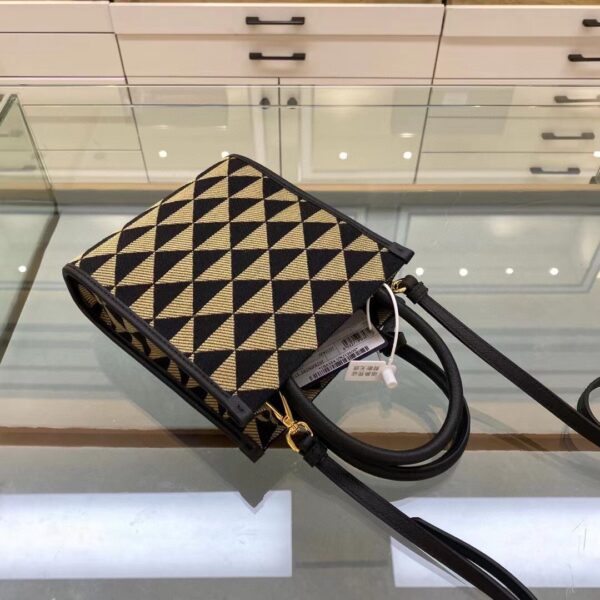 Prada Symbole Jacquard Fabric Micro Bag Black/Beige For Women, Women's Bags 7.5in/19cm 1BA355_2FKL_F0Y30_V_OOO