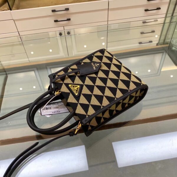 Prada Symbole Jacquard Fabric Micro Bag Black/Beige For Women, Women's Bags 7.5in/19cm 1BA355_2FKL_F0Y30_V_OOO
