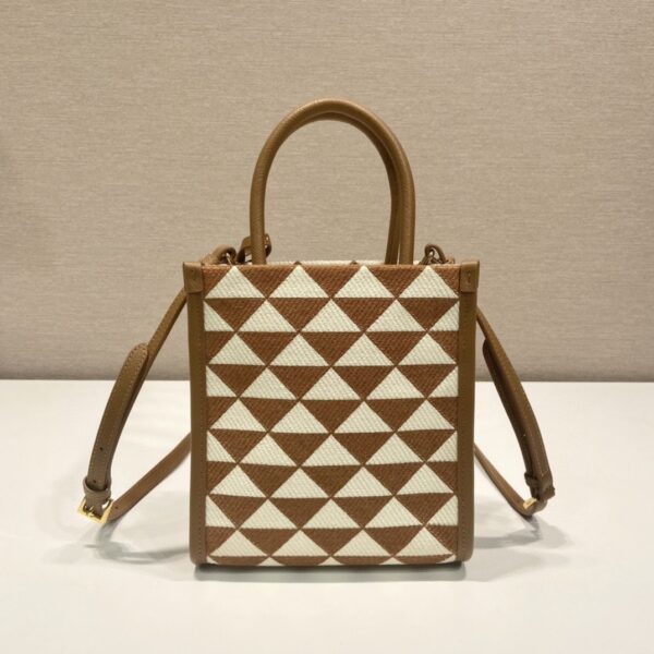 Prada Symbole Jacquard Fabric Micro Bag Brown/White For Women, Women's Bags 7.5in/19cm 1BA355_2FKL_F0I0U_V_OOO