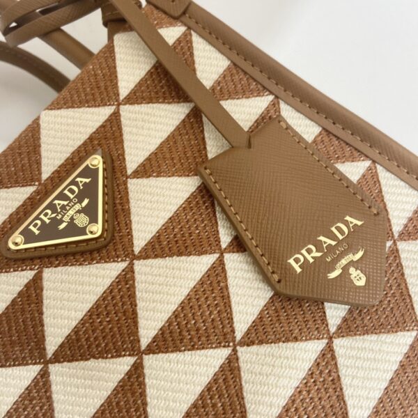 Prada Symbole Jacquard Fabric Micro Bag Brown/White For Women, Women's Bags 7.5in/19cm 1BA355_2FKL_F0I0U_V_OOO