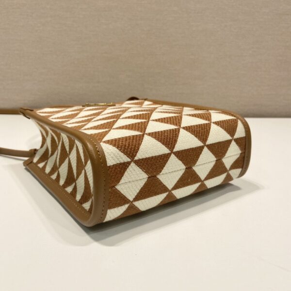 Prada Symbole Jacquard Fabric Micro Bag Brown/White For Women, Women's Bags 7.5in/19cm 1BA355_2FKL_F0I0U_V_OOO
