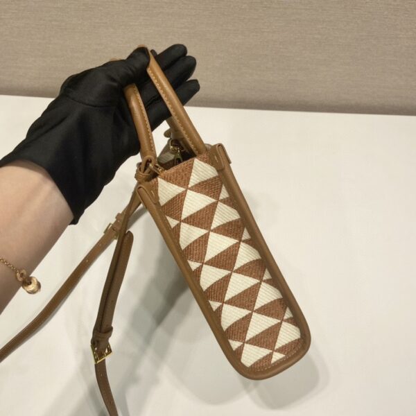 Prada Symbole Jacquard Fabric Micro Bag Brown/White For Women, Women's Bags 7.5in/19cm 1BA355_2FKL_F0I0U_V_OOO