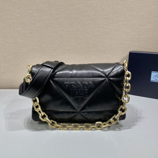 Prada System Nappa Patchwork Shoulder Bag Black For Women, Women's Bags 7.5in/19cm