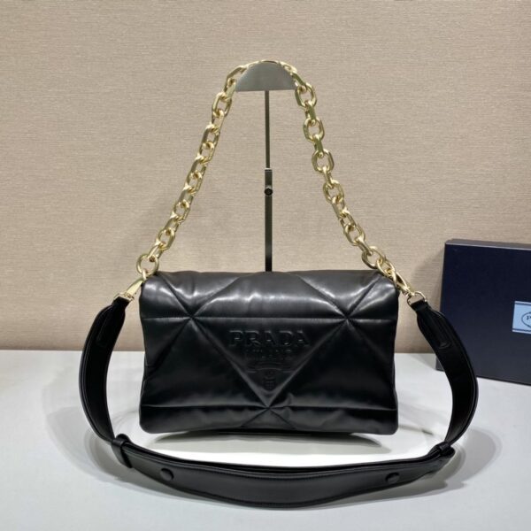 Prada System Nappa Patchwork Shoulder Bag Black For Women, Women's Bags 7.5in/19cm