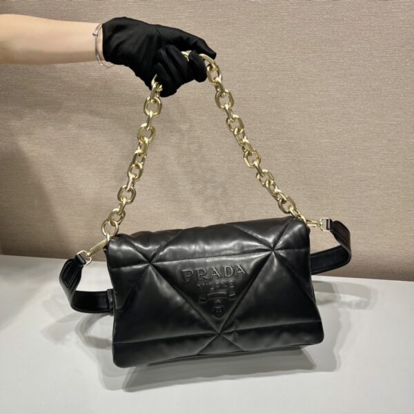 Prada System Nappa Patchwork Shoulder Bag Black For Women, Women's Bags 7.5in/19cm