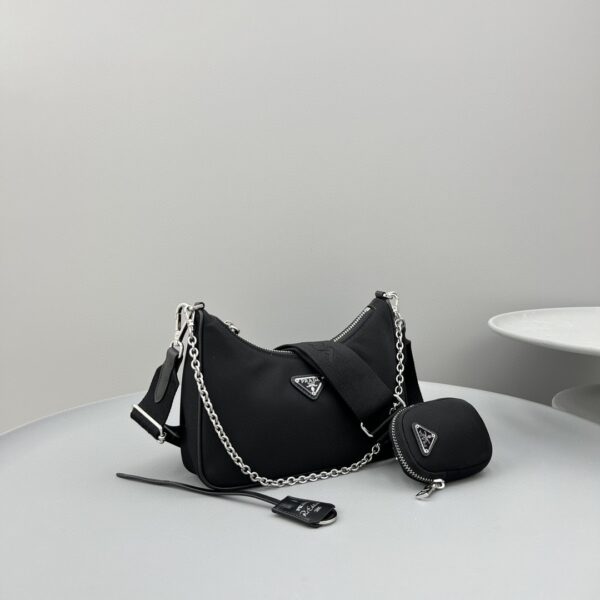 Prada System Nappa Patchwork Shoulder Bag Black For Women, Women's Bags 9.4in/24cm