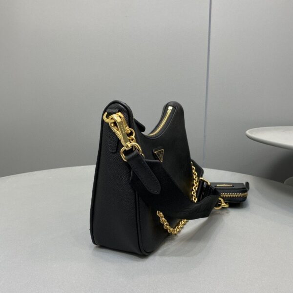 Prada System Nappa Patchwork Shoulder Bag Black For Women, Women's Bags 9.4in/24cm