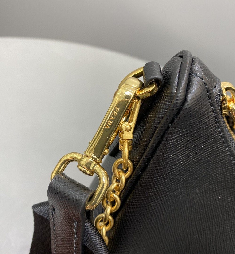 Prada System Nappa Patchwork Shoulder Bag Black For Women, Women's Bags 9.4in/24cm