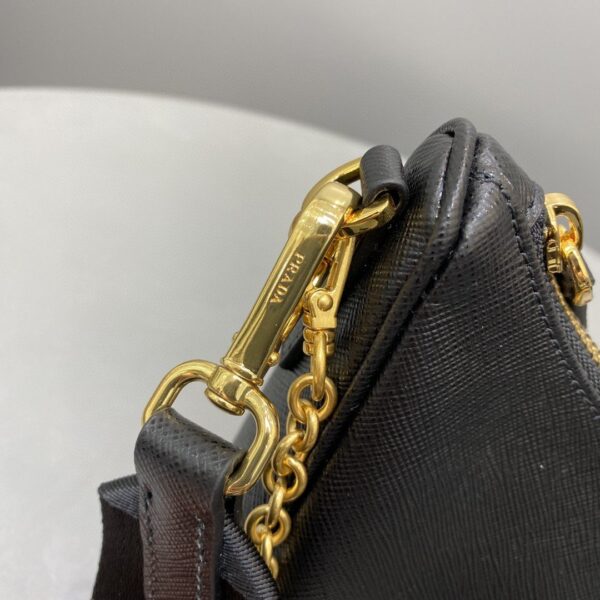 Prada System Nappa Patchwork Shoulder Bag Black For Women, Women's Bags 9.4in/24cm