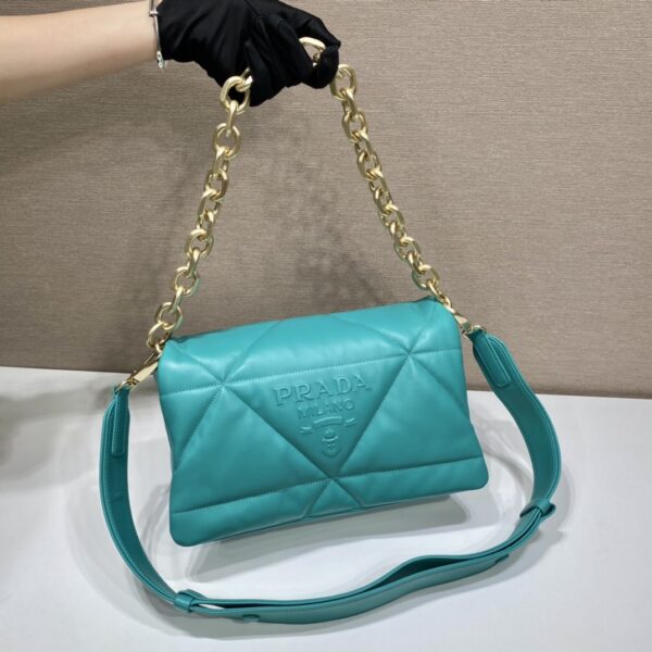 Prada System Nappa Patchwork Shoulder Bag Jade Green For Women, Women's Bags 7.5in/19cm