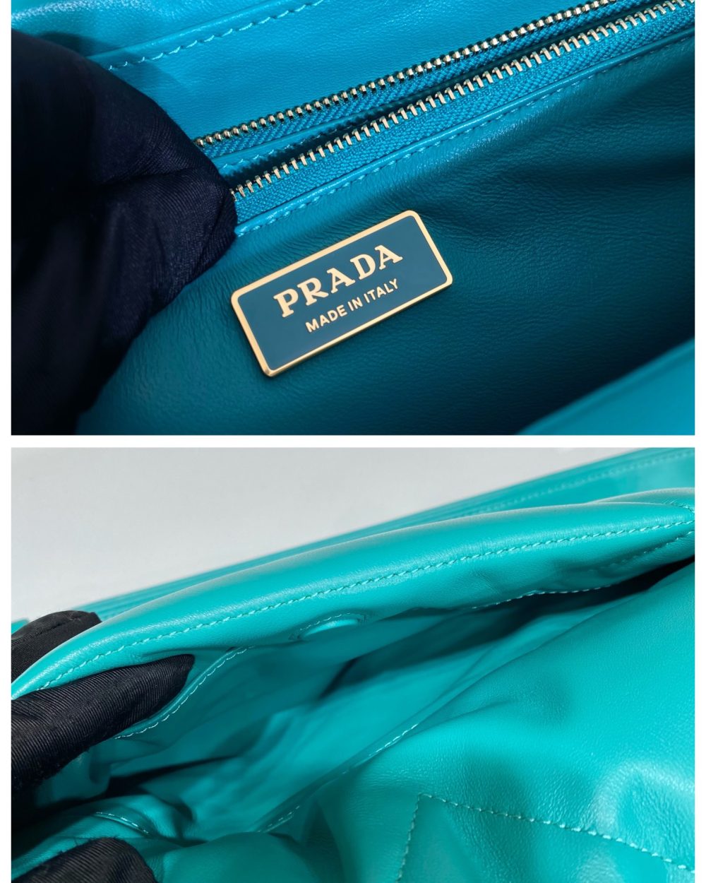 Prada System Nappa Patchwork Shoulder Bag Jade Green For Women, Women's Bags 7.5in/19cm